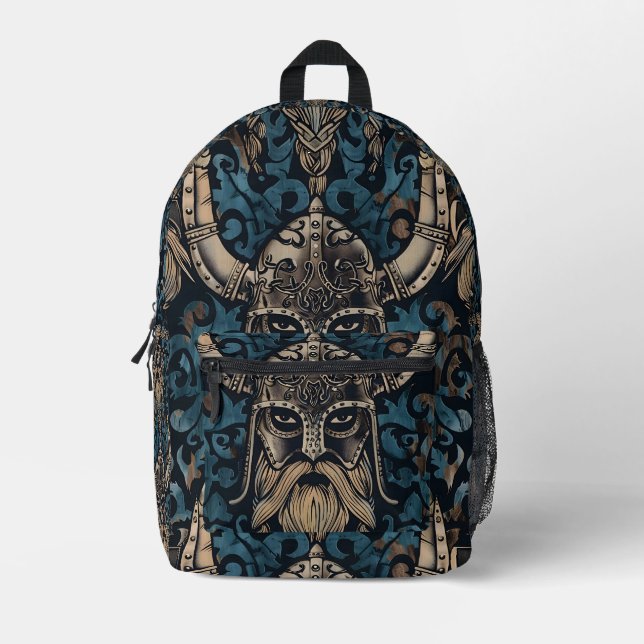 Mochila Impresa Viking con barba trenzada (Anverso)