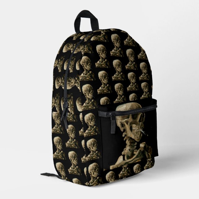 Mochila Impresa Vincent van Gogh - Calavera con cigarrillo en llam (Esquina izquierda trasera)