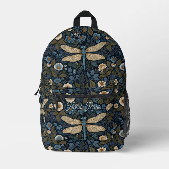 Mochila Impresa Vintage blue Dragonfly (Anverso)