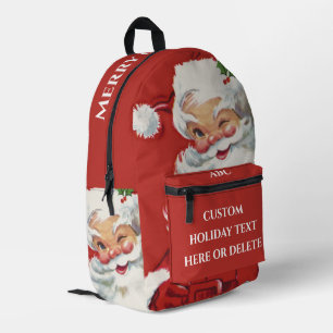 Mochila Impresa Vintage Christmas, Jolly Winking Santa Claus