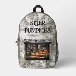 Mochila Impresa Vintage, Halloween. Calabazas Asesinas Impresas en