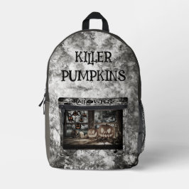 Mochila Impresa Vintage, Halloween. Calabazas Asesinas Impresas en