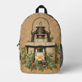 Mochila Impresa Vintage lantern christmas holly pine festive