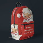 Mochila Impresa Vintage Navidad Santa Claus, jolly y Winking<br><div class="desc">Mochila fácil para Navidades personalizares! Mucho espacio para añadir sus iniciales,  nombre o divertido mensaje de vacaciones! Diseño de vacaciones de Navidades de ilustracion de época con un feliz y alegre Santa Claus usando un gorra y guiñando el ojo como si tuviera un secreto. Ho,  ho,  ho,  ¡Feliz Navidad!</div>