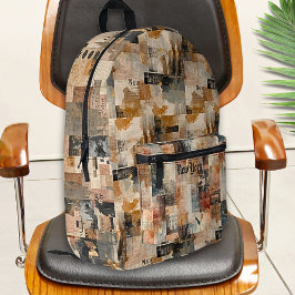 Mochila Impresa Vintage New York Urban Collage Art