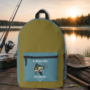 Mochila Impresa Vintage OFishAlly Jubilado Gran Pez Pica El Anzuel