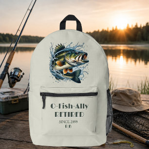 Mochila Impresa Vintage OFishAlly Jubilado Gran Pez Pica El Anzuel