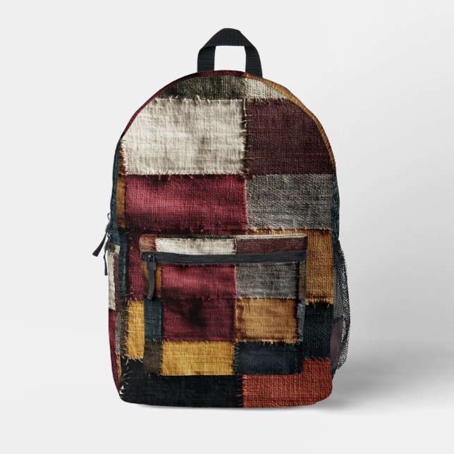 Mochila Impresa Vintage Patchwork Fabric Pattern (Anverso)