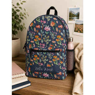 Mochila Impresa Vintage peonía floral linda