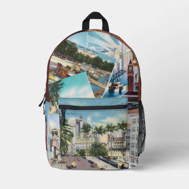 Mochila Impresa Vintage Postcards (Anverso)