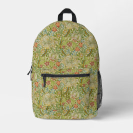 Mochila Impresa Vintage William Morris Navy Blue Red Chrysanthemum