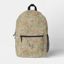Mochila Impresa Vintage William Morris Navy Blue Red Chrysanthemum