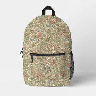 Mochila Impresa Vintage William Morris Navy Blue Red Chrysanthemum