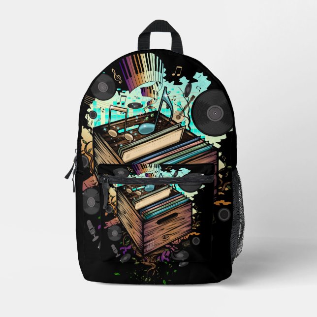 Mochila Impresa Vinyl Crate Music (Anverso)