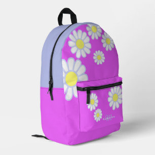 Mochila Impresa Violeta de monograma simple de margarita