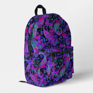 Mochila Impresa Violeta Rosa Azul Paisley Intenso