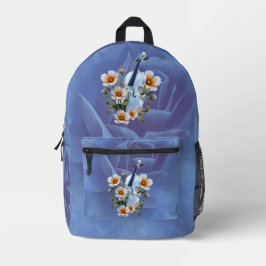 Mochila Impresa Violín blanco con flores - Música elegante y natur