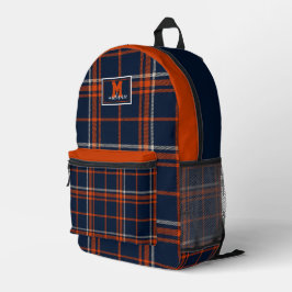 Mochila Impresa Virginia tartan plaid navy and orange checkered