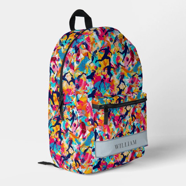Mochila Impresa Vivid Diversos Niños Deportivos Regresan A La Escu (Esquina izquierda trasera)