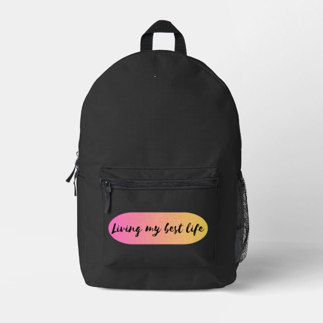 Mochila Impresa vivir mi mejor vida (Anverso)