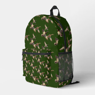 Mochila Impresa Volando Patos Mallard En Verde