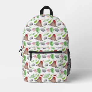 Mochila Impresa Volcanes en Erupción & Patrón de Follaje Tropical