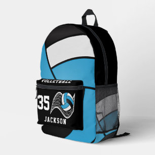 Mochila Impresa Voleibol en azul, blanco y negro
