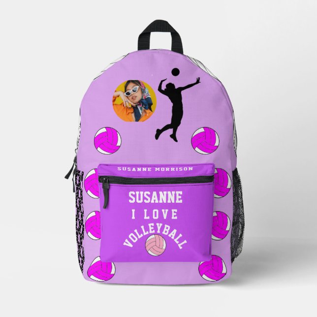 Mochila Impresa Voleibol Rosa Fuchsia Girly Sport (Anverso)