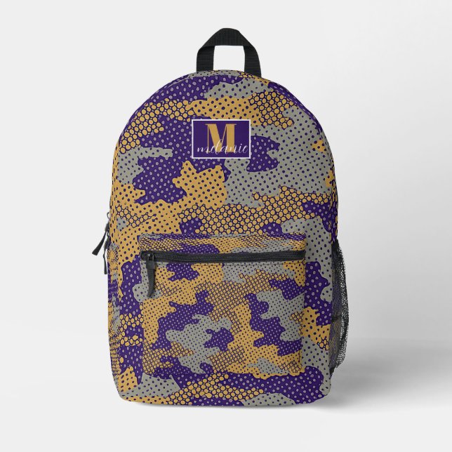 Mochila Impresa Washington Purple & Gold Camo Printed (Anverso)