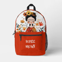 Watercolor Frida Kahlo caprichoso con nombre Naran