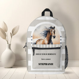 Mochila Impresa Watercolor Horse Tan moderno