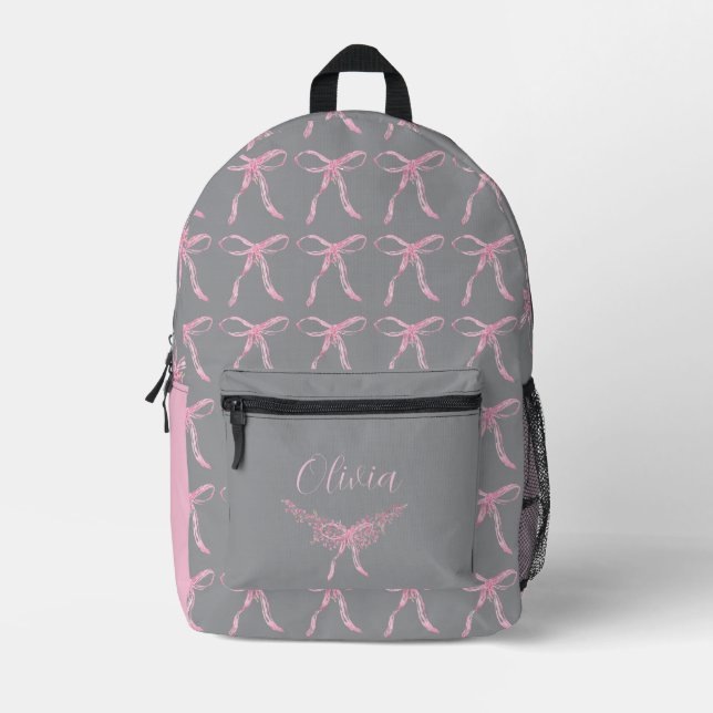 Mochila Impresa Watercolor Pink Bow Pattern (Anverso)