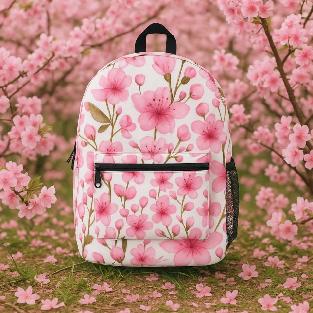Mochila Impresa Watercolor Pink Sakura Flowers cherry blossom  (Subido por el creador)