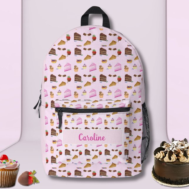 Mochila Impresa Watercolor Yummy Postres Panadería Nombre de paste (Subido por el creador)