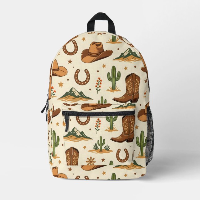 Mochila Impresa Western country theme with cactus (Anverso)