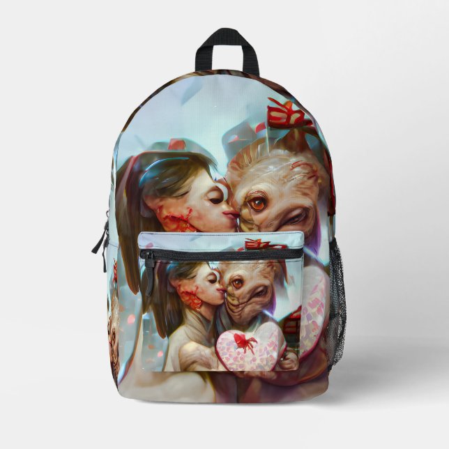 Mochila Impresa Whimsical Alien Romance (Anverso)
