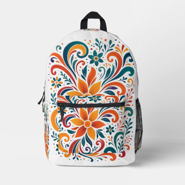 Mochila Impresa Whimsical Floral Swirl Backpack (Anverso)