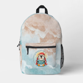 Mochila Impresa Whimsical Reading Penguin Aesthetic Scholar