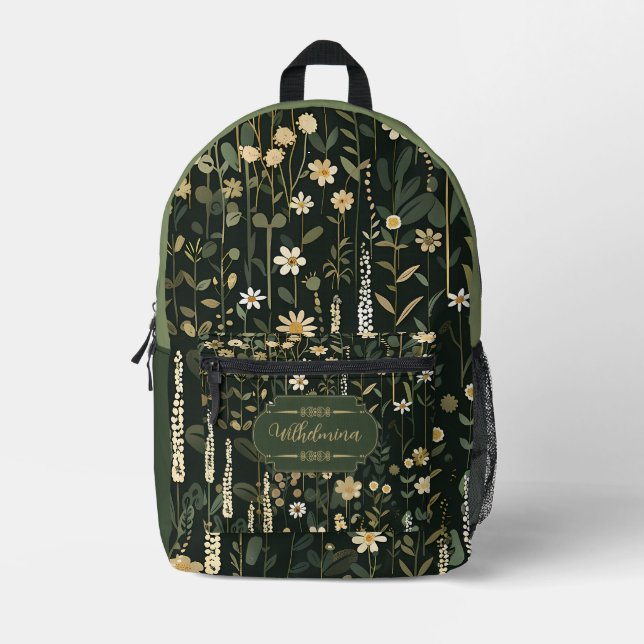 Mochila Impresa Wilhelmina Dark Daisy Floral (Anverso)