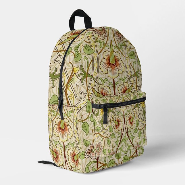 Mochila Impresa William Morris Daffodil Classic Flower Wallpaper (Esquina izquierda trasera)