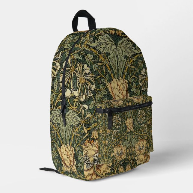 Mochila Impresa William Morris Honeysuckle Green Floral (Esquina izquierda trasera)
