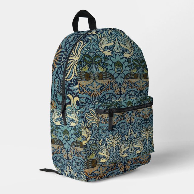 Mochila Impresa William Morris Peacock and Dragon Woven Design (Esquina izquierda trasera)