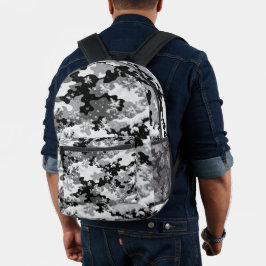 Mochila Impresa Winter Snow Camo Backpack – Black & White Frosted