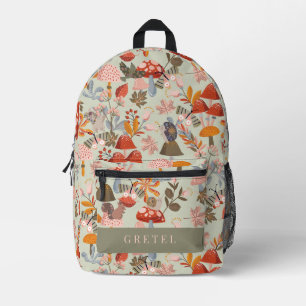 Mochila Impresa Woodland Animals & Mushroom Tea Green