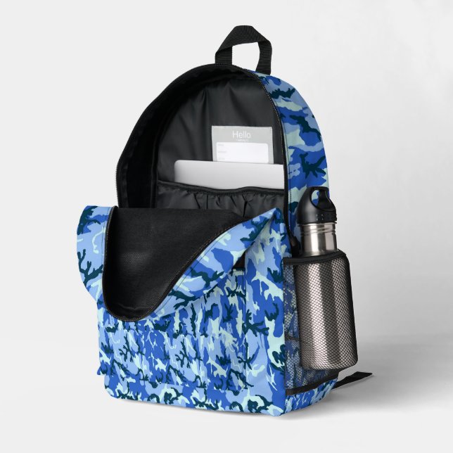 Mochila Impresa Woodland Blue Military Camouflage (Esquina trasera derecha (abierta))