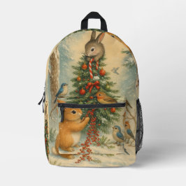 Mochila Impresa Woodland christmas bunny festive cozy winter