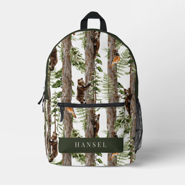 Mochila Impresa Woods Forest Bear Bullfinch (Anverso)