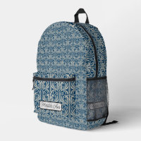 Mochila Impresa y Cosida - Diseño Azul Art Nouveau