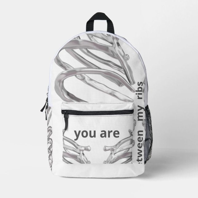 Mochila Impresa You Are Between My Ribs” – Minimalist Anatomical B (Anverso)