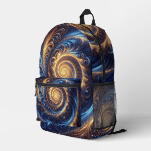 Mochila Impresa Zancas de oro y azul reales en el espacio